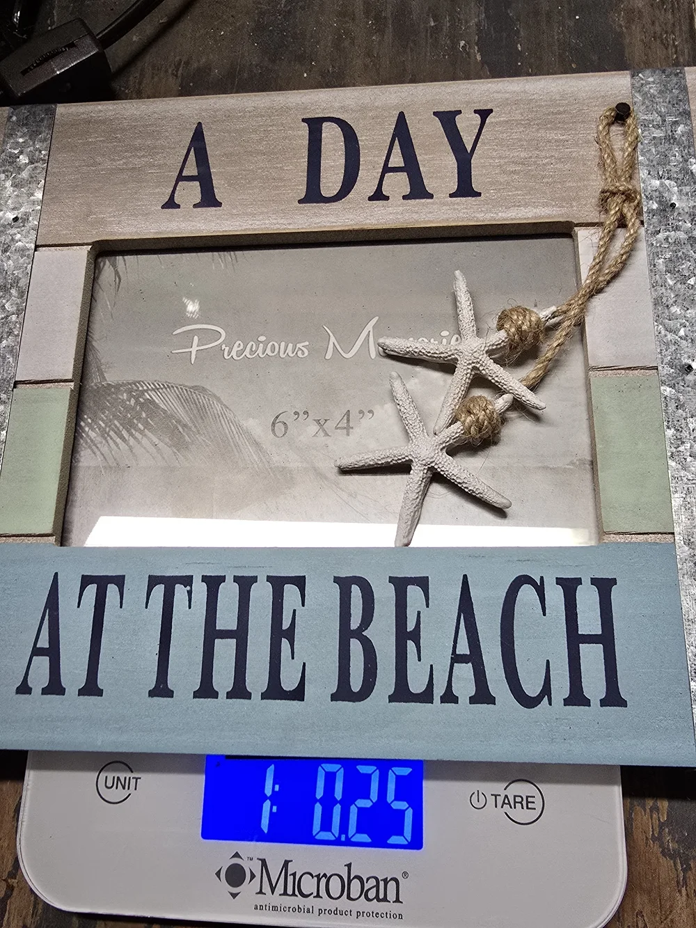 Coastal 'A Day At The Beach' Wood Photo Frame - Blue & Natural #702